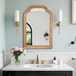 Modern <b>Moroccan</b> Arch Handmade Wooden Wall <b>Mirror</b> with Solid Wood Frame Scandinavian Design Wall Mounted Decor - Product Image 2