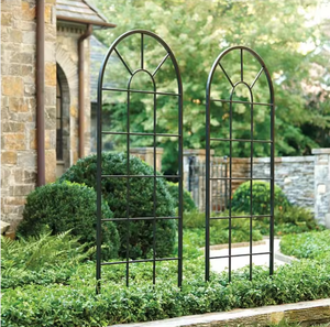 Arche de treillis de jardin en métal noir, panneau de support pour plantes grimpantes d'extérieur, clôture décorative pour patio, cour et mur - Product Image 3