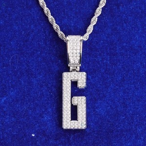 Iced Out Moissanite Letter Name <b>Pendant</b> 925 <b>Silver</b> Micro Pave Hip Hop Letter <b>Pendant</b> Custom <b>Initial</b> Letter <b>Pendant</b> Rope Chain - Product Image 5