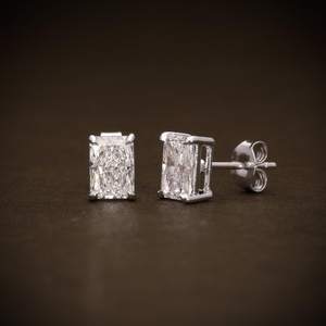 ต่างหูเพชรทรงรัศมี 1.00 กะรัต D VS1 เพชรเลี้ยงในห้องปฏิบัติการ ชุบทองคำสีกุหลาบ ตัวเรือนแบบหนามเตย สำหรับผู้หญิง เงินแท้ 925 ของขวัญสำหรับงานหมั้น - Product Image 1