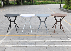 Modern Minimalist <b>Round</b> Plastic Outdoor <b>Table</b> with Perforated Top Eco-Friendly Durable Design for Patio Use - Product Image 4
