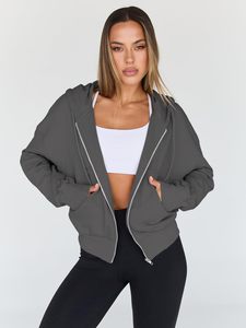 Veste de survêtement courte personnalisée pour femme, entièrement zippée, en coton French Terry, style athlétique streetwear, OEM ODM, vente en gros - Product Image 6