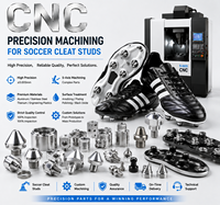 Clous de crampons de football usinés CNC en métal, à visser, filetage M6, titane, aluminium, acier, remplacement personnalisé OEM