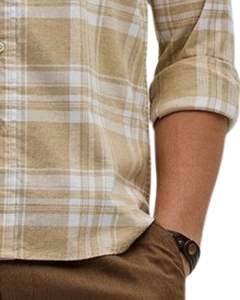 <b>Men</b> Beige And <b>White</b> Plaid Cotton <b>Shirt</b> Long Sleeve Button Down <b>Casual</b> Checked <b>Shirt</b> OEM Factory Custom Fit Wear Export Quality - Product Image 6