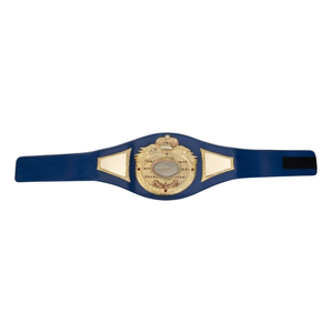 Nouvelle ceinture de championnat royale de qualité supérieure en cuir bleu personnalisable avec titres de lutte or et rouge - Product Image 1