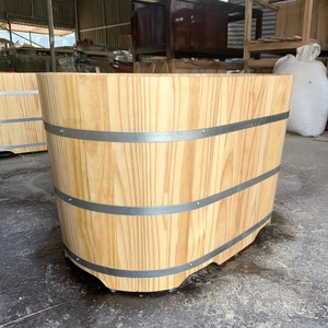 [BEST SELLING] | Round Wooden Barrel Bathtub Japanese Style Ofuro Soaking Tub For Hotel Bathroom From Blue Lotus Vietnam - Product Image 4