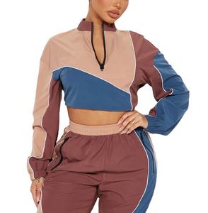 Traje Deportivo de Moda para Mujer, Talla Grande, Impermeable, Cortavientos, Bloques de Color, Nailon, Chándal - Product Image 6