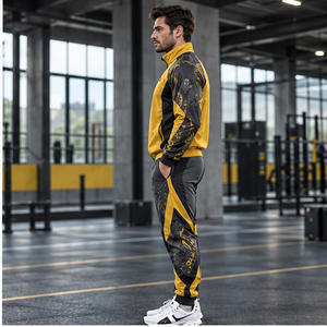 Chaqueta Deportiva Sublimada Personalizada para Hombre, Amarillo y Gris, con Cremallera Completa, Traje Deportivo para Calentamiento, Transpirable, Corte Regular, OEM - Product Image 5