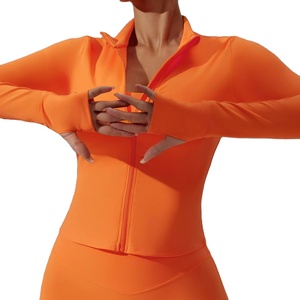 Women's High-Elastic Slim Sports Fitness <b>Jacket</b> Double-Sided Sanding Breathable Lightweight Plus Size <b>Yoga</b> Wear Quick Dry - Product Image 5