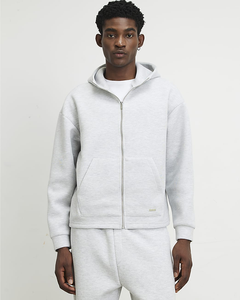 Men's Oversized Heavyweight Cotton <b>Zip</b>-Up Hoodie Drop Shoulder Relaxed Fit Blank <b>Hooded</b> Jacket - Product Image 1