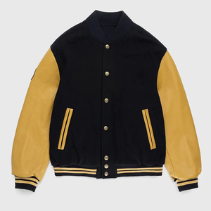 High Quality Custom Letterman Varsity <b>Jackets</b> for <b>Men</b> Embroidery Leather Sleeves <b>Thin</b> Long Length with Front Logo - Product Image 1
