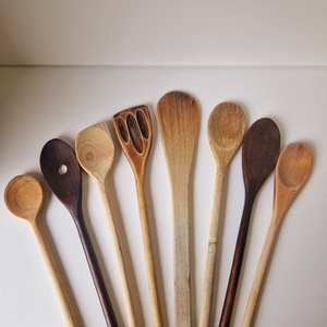 8 cucharas de madera rústicas vintage francesas, decoración de cocina estilo granja francesa - Product Image 5