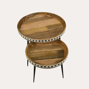 Support personnalisé en bois et métal incrusté de résine Plateau à mangue design moderne Vaisselle de cuisine écologique Design japonais Bol Sculpture Design - Product Image 1