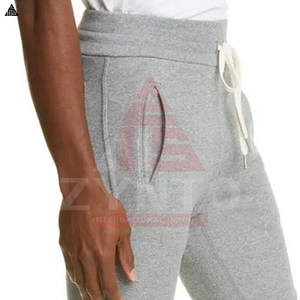 Pantalones de hombre de alta calidad al por mayor, personalizados, de algodón, con cordón, de gran tamaño, con el logo de tu marca, lisos y teñidos. - Product Image 3