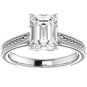 <b>Emerald</b> Cut Moissanite Luxury <b>Ring</b> 925 Sterling <b>Silver</b> White Gold Plated Engagement Wedding Party Bridal Solitaire Promise <b>Ring</b> - Product Image 1