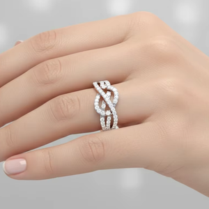 Elegante Anillo de Diamantes Entrelazados Infinitos, Anillo de Bodas de Oro Genuino, Joyería de Regalo de Aniversario Premium - Product Image 5