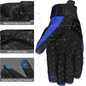 Gants de moto bleus personnalisables pour la course, les sports de plein air, la compétition, le VTT et les sports. - Product Image 2