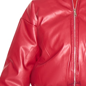 Chaqueta Bomber Oversize Unisex de Seda/Algodón Rojo Cereza, Corte Relajado, con Cremallera, Estilo Urbano, Prenda Exterior, Estilo Atrevido para Primavera - Product Image 2