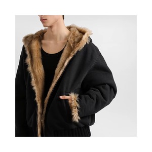 Sudadera con Capucha de Felpa de Algodón Grueso para Hombre con Capucha de Piel Sintética - Ropa Urbana Personalizada al por Mayor - Product Image 1