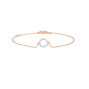 Bracelet chaîne plaqué or rose de qualité supérieure avec pendentif cercle diamanté, minimaliste, pour femme, luxe, à porter au quotidien et pour les soirées - Product Image 3