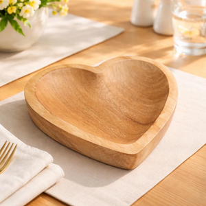 Polished Wooden <b>Heart</b> <b>Shape</b> Solid Wood Handmade Eco-Friendly Food Serving Bowl Best Quality at Wholesale Price - Product Image 5