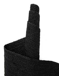 Handcrafted Black Square Jute <b>Rug</b> Braided Natural Fiber Carpet <b>Boho</b> Farmhouse Floor Mat For Living Room - Product Image 3