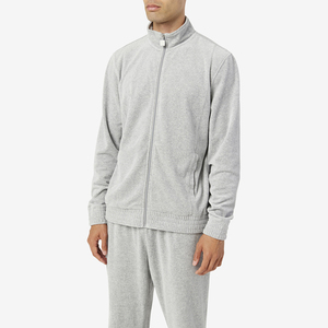 Unisex Gray Full Sleeve Zipper <b>Track</b> <b>Jacket</b> Stand Collar Solid Color Casual Style Side Pockets Breathable Midweight Autumn - Product Image 2