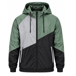 Windbreaker <b>Jacket</b> for <b>Men</b> <b>Lightweight</b> Outdoor Sports Water Resistant Full Zip Hooded Activewear Custom <b>Jacket</b> Bulk Manufacturer - Product Image 1