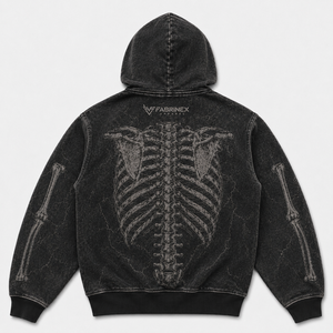 Sweat à capuche zippé pour homme, style vintage, imprimé squelette, coupe oversize, streetwear, sweat-shirt graphique, veste en molleton de coton - Product Image 4