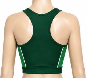 Débardeur de sport vert pour femme à col rond, color block, respirant, coupe courte athlétique - Product Image 1