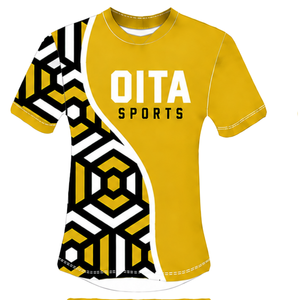 ชุดเสื้อเจอร์ซีย์รักบี้สีเหลืองมัสตาร์ด ดำ ขาว ลายเรขาคณิต พร้อมกางเกงขาสั้น แขนสั้น คอกลม ระบายอากาศได้ดี สำหรับฝึกซ้อมและแข่งขัน ทีมกีฬา  แบบสั่งทำได้ - Product Image 3