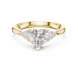 Bague de fiançailles en moissanite en forme de cœur à trois pierres, en argent sterling 925, avec pierres latérales taille triligne, pour femme - Product Image 6