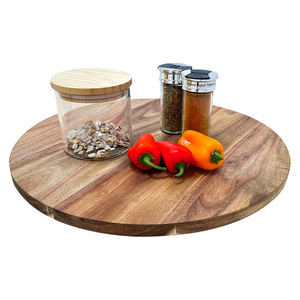 Organizador de tocadiscos multifuncional hecho a mano de madera de acacia ecológico moderno Lazy Susan cocina encimera estante de almacenamiento de especias - Product Image 5