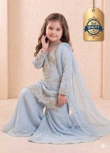 Luxury Heavy Fox Georgette Palazzo Suit With Embroidery Sequence Work & Fancy Lace Dupatta - Product Image 2