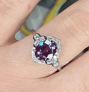 <b>Alexandrite</b> <b>Engagement</b> Wedding <b>Ring</b> Vintage Oval Cut Color Changing Gemstone Sterling Silver June Birthstone <b>Ring</b> Gift for Her - Product Image 1