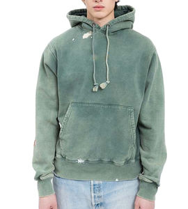 Sudaderas Personalizadas de Alta Calidad con Logotipo Bordado, 100% Algodón, Lavado Ácido Vintage, Manga Larga, Estilo Urbano, Sudaderas Desgastadas para Hombre - Product Image 1