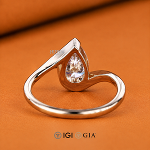 Anillo de Compromiso con Corte de Pera, Anillo de Diamante Cultivado en Laboratorio, Anillos de Boda para Mujer, Anillo de Media Montura, Joyería Hecha a Mano - Product Image 3