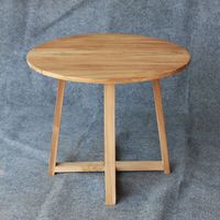 Mesa Redonda de Madera de Teca Sólida y Ligera para Exteriores, 60 cm de Diámetro, Diseño Moderno, Acabado Bien Lijado, No Plegable, para Uso en Hoteles y Villas