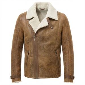 Abrigo Largo de Cuero Genuino Marrón para Hombre con Forro de Piel, Cálido para Invierno, Corte Ajustado, Chaqueta de Piel de Oveja - Product Image 1