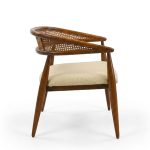 Modern Durable Wood Rattan Accent Chair with Upholstered Seat and <b>Armchair</b> for Living Room Home Office Hotel <b>Dining</b> Use - Product Image 2