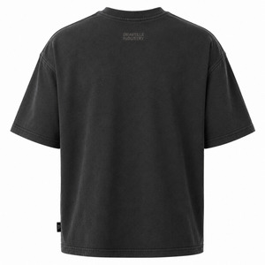T-shirts pour hommes style américain, logo personnalisé, 100% coton, coupe ample, délavé à l'acide, tricoté épais, lettrage vintage, surdimensionné - Product Image 2