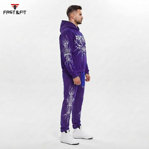 Survêtement décontracté à capuche pour homme, imprimé, 100 % coton, respirant, écologique, grandes tailles, confortable, tendance hiver 2-en-1 - Product Image 6