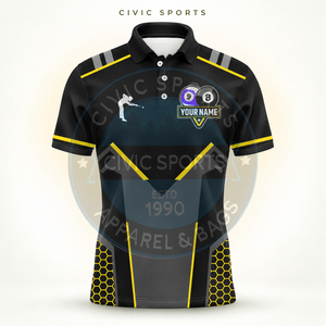 Camiseta de billar con estampado personalizado, ropa deportiva para hombre, tela 100% poliéster, uniforme de equipo, sublimación, impresión para billar, manga corta - Product Image 3
