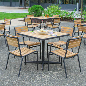 เก้าอี้รับประทานอาหารไม้สักพรีเมียมพร้อมโครงอะลูมิเนียมเคลือบผิวทนทานสำหรับโครงการเฟอร์นิเจอร์รีสอร์ทกลางแจ้งและธุรกิจบริการหรือขายปลีก - Product Image 3