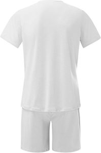 Conjunto de Camiseta y Pantalones Cortos de Algodón Blanco para Hombre, Cuello Redondo, Formal, Bordado, Transpirable, de Secado Rápido, para Verano, Tela No Tejida, Color Sólido - Product Image 2