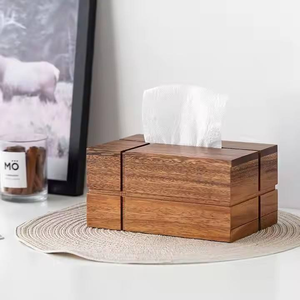 Porta pañuelos de madera hecho a mano para uso en el hogar y la oficina, cubierta de madera maciza premium con acabado liso a bajo costo. - Product Image 6