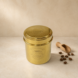 Juego de Recipientes Metálicos Redondos SHUBHAM con Acabado Martillado Dorado, Recipientes de Almacenamiento para Cocina con Tapas para Azúcar, Café, Té y Especias - Product Image 3