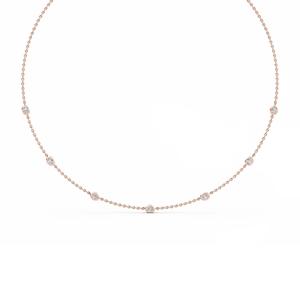 Collar de Cadena con Bisel de Diamantes Cultivados en Laboratorio, Ovalados, en Oro Rosa de 9K, 1.12 CTW, para Mujer - Product Image 2