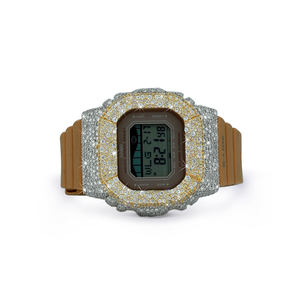 Montre de luxe en argent sertie de diamants naturels et de quartz, finition haut de gamme et bracelet en caoutchouc noir, pour mariage, fiançailles, cadeau unisexe - Product Image 1