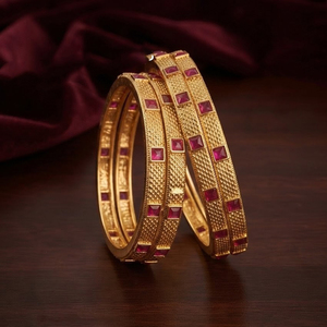 JeweleMarket Gold Plated <b>Freshwater</b> <b>Pearl</b> Crystal and Rhinestone Ethnic Bangles Set for Women-Wedding Engagement Party Gift - Product Image 1